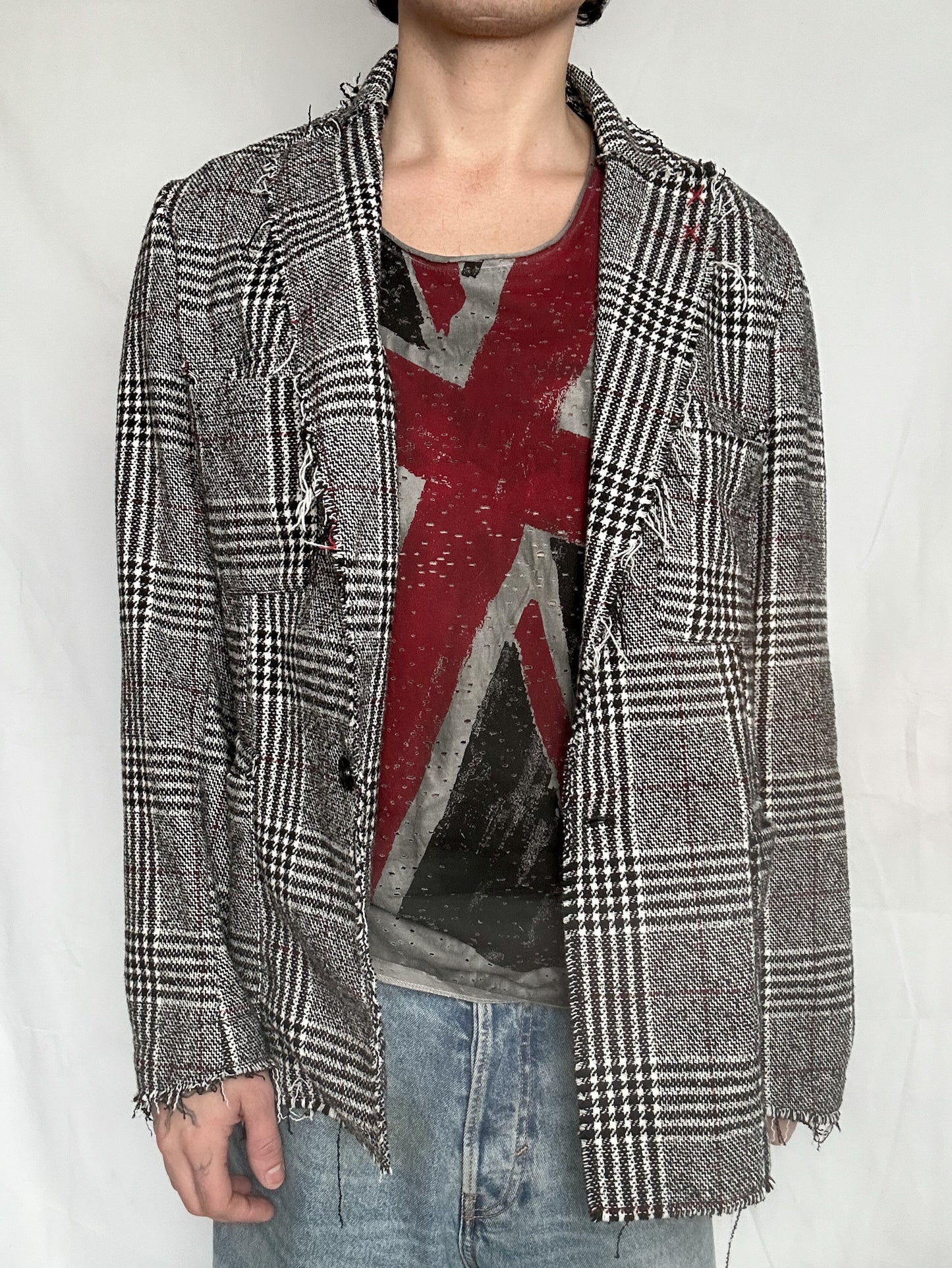 grunge checked blazer