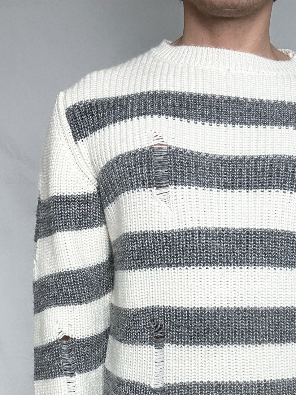 ripped stripped knit