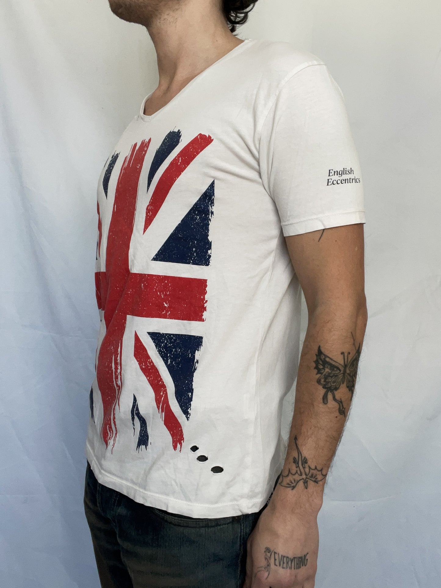 distressed british tee