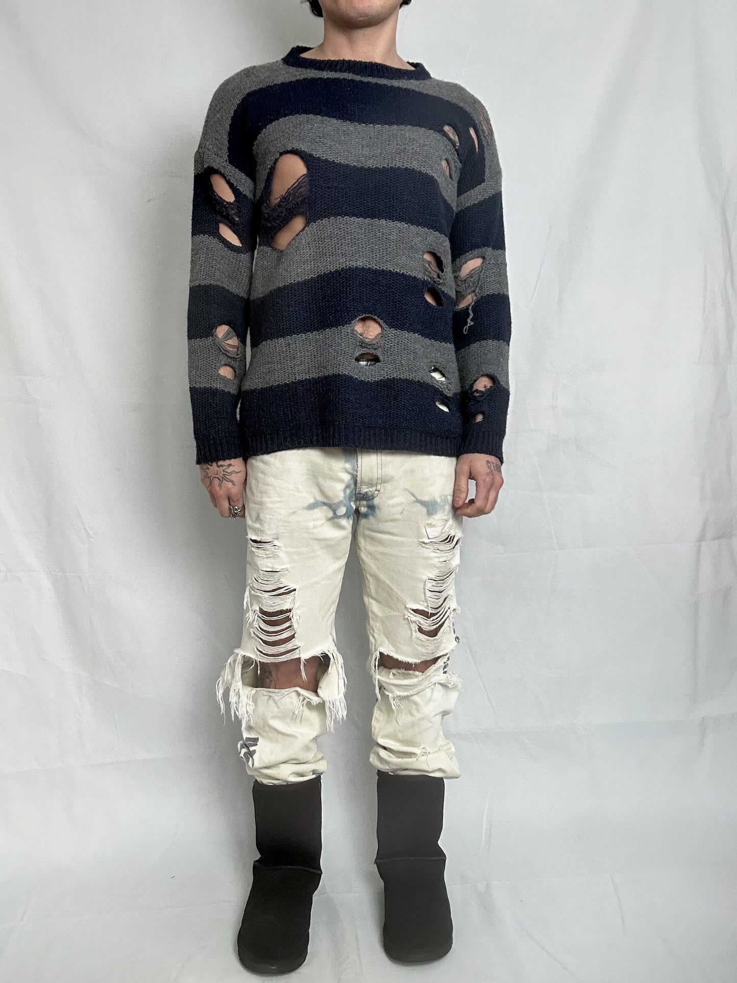 ripped stripped knit