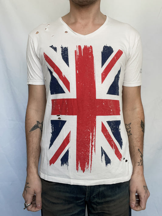 distressed british tee