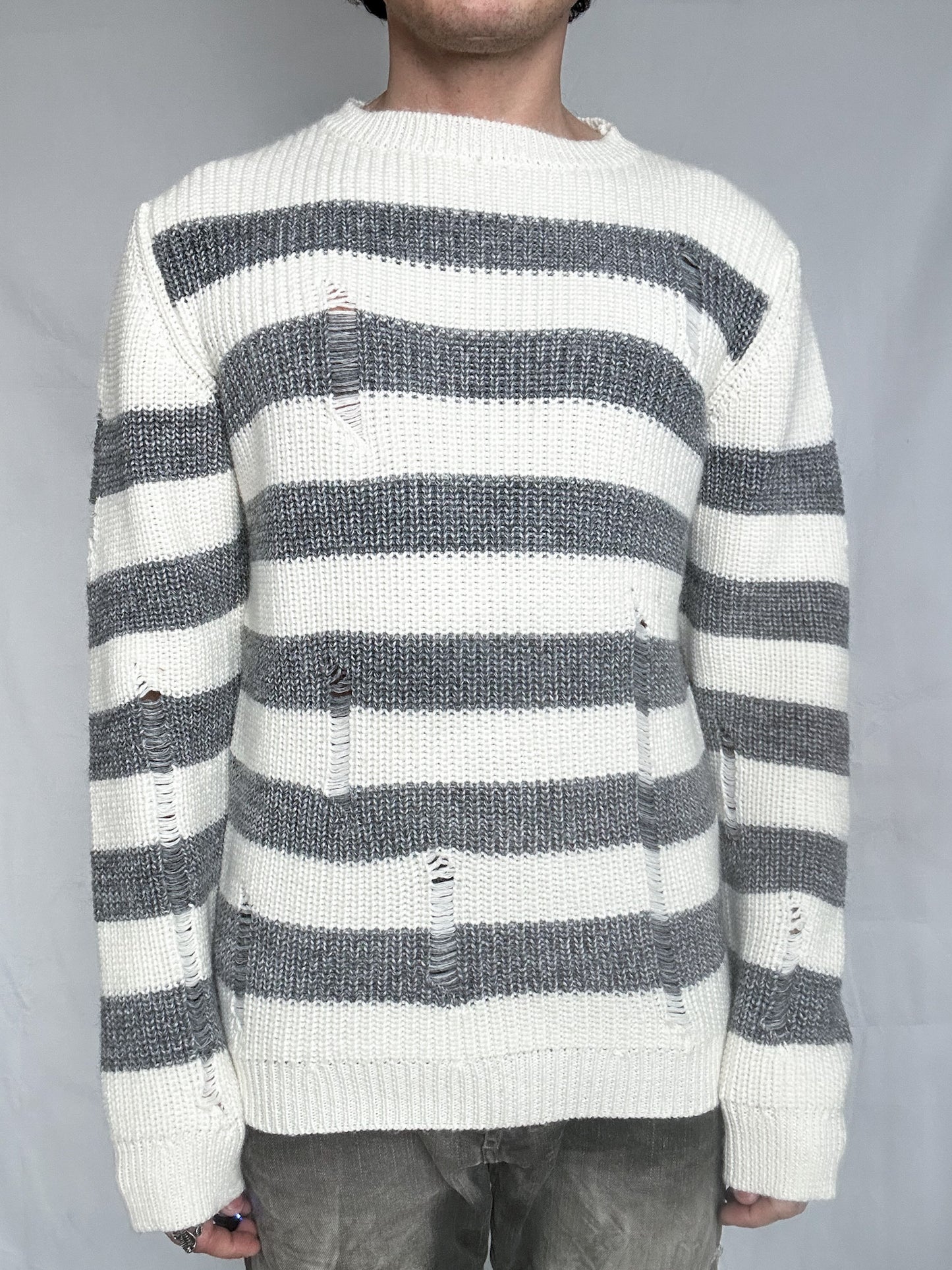 ripped stripped knit